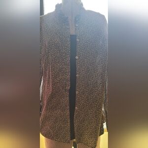 J. Crew Black Blouse with Cream Floral Print